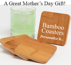 Mothers Day Gift Personalized Bamboo Coasters