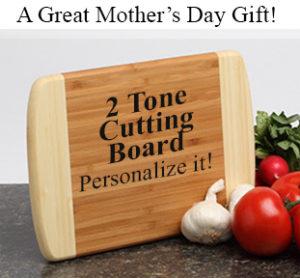 Mothers Day Gift Personalized Bamboo Cutting Board two tone